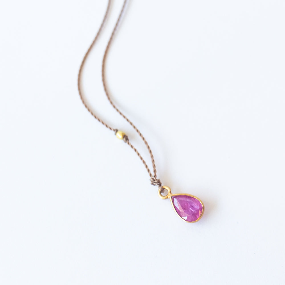 Tiny Teardrop Ruby Necklace