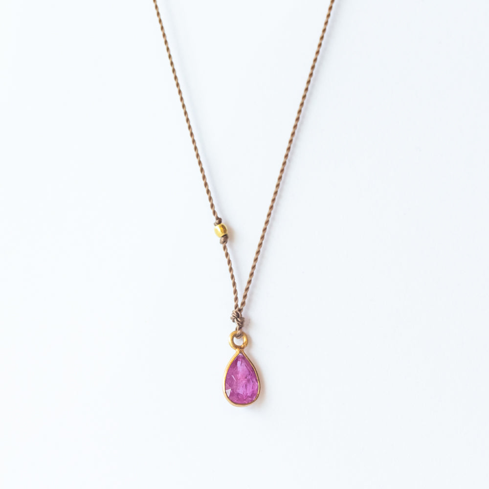 Tiny Teardrop Ruby Necklace