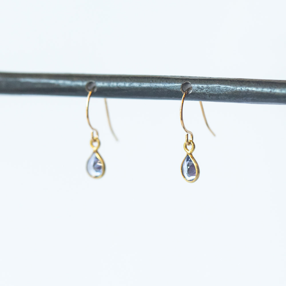 Tiny Teardrop Tanzanite Drop Earrings