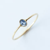 Tiny Vertical Oval Blue Sapphire Ring