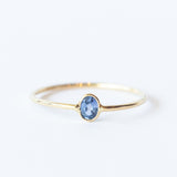 Tiny Vertical Oval Blue Sapphire Ring