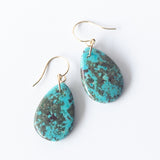 Dark Teardop Tibetan Turquoise Drop Earrings