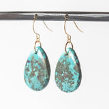 Dark Teardop Tibetan Turquoise Drop Earrings