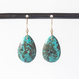 Dark Teardop Tibetan Turquoise Drop Earrings