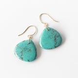 Wide Teardrop Tibetan Turquoise Drop Earrings