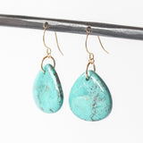 Wide Teardrop Tibetan Turquoise Drop Earrings