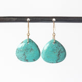 Wide Teardrop Tibetan Turquoise Drop Earrings