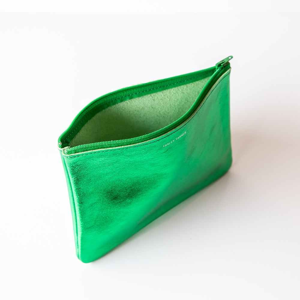 Tracey Tanner | Medium Zip Pouch, Matte Foil Verdant