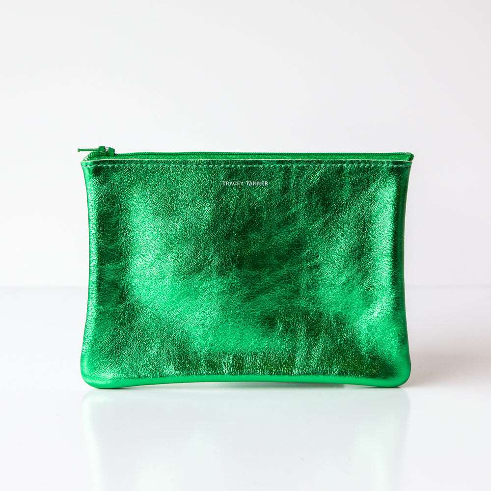 Tracey Tanner | Medium Zip Pouch, Matte Foil Verdant