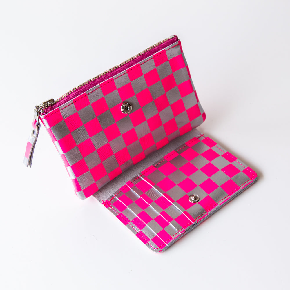 Tracey Tanner | Nico Wrap Wallet, Fluoro Fuchsia Check