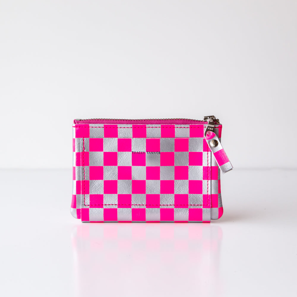 Tracey Tanner | Nico Wrap Wallet, Fluoro Fuchsia Check