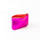 X Small Zip Pouch, Texture Matte Foil Electric Pink