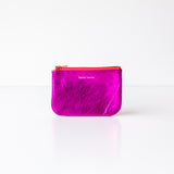X Small Zip Pouch, Texture Matte Foil Electric Pink