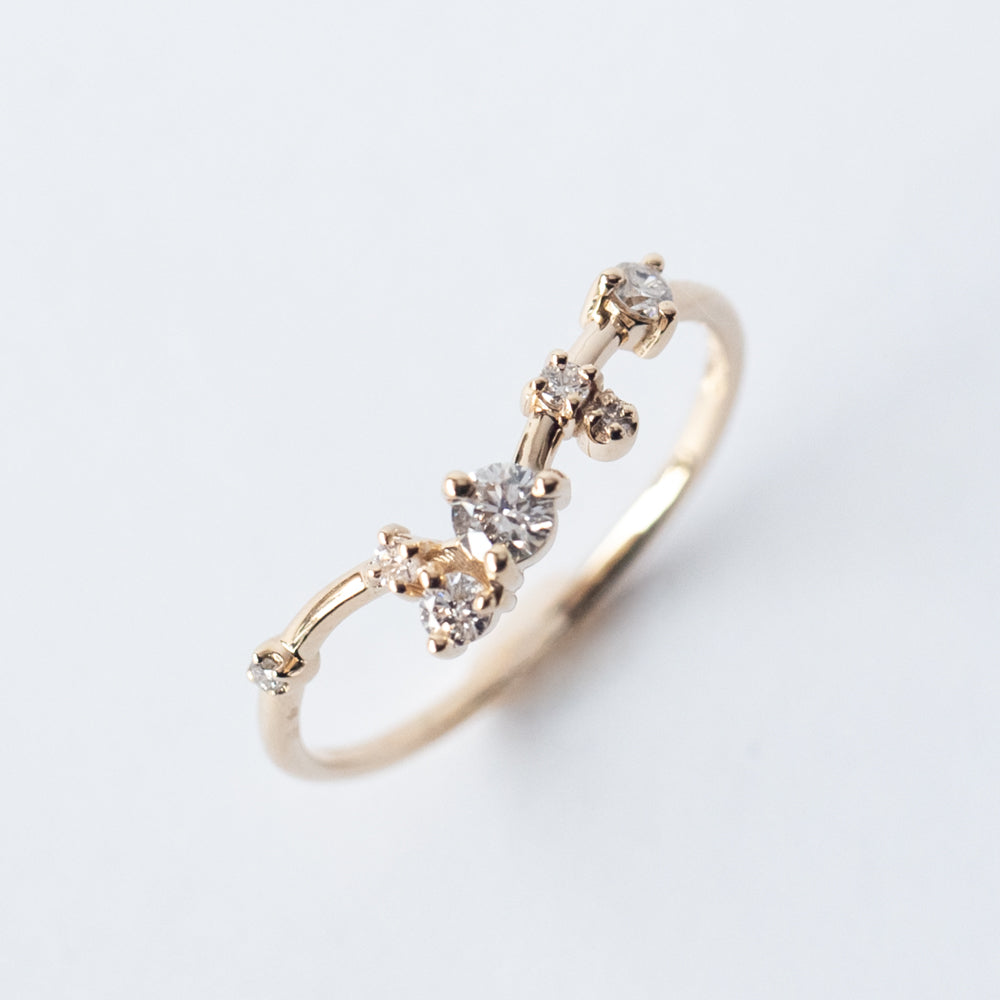 Organic Triangle Brilliant Cut Diamond Ring