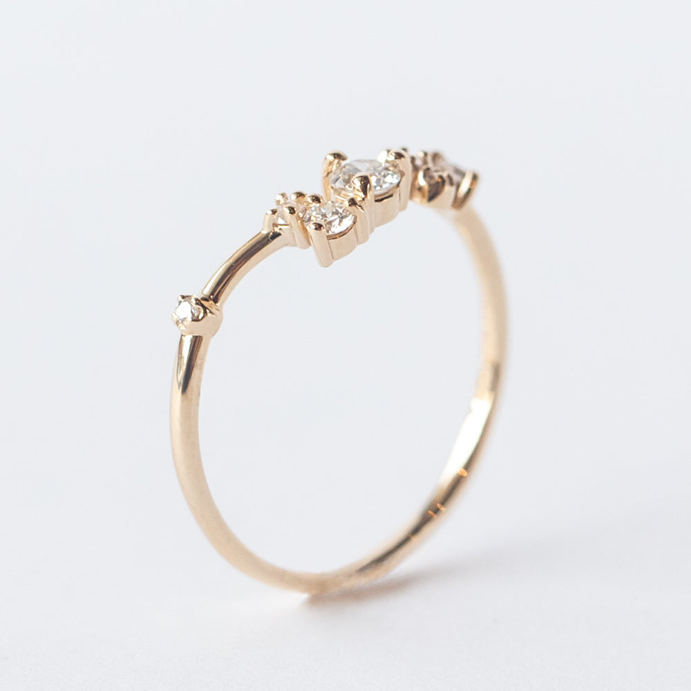 Organic Triangle Brilliant Cut Diamond Ring