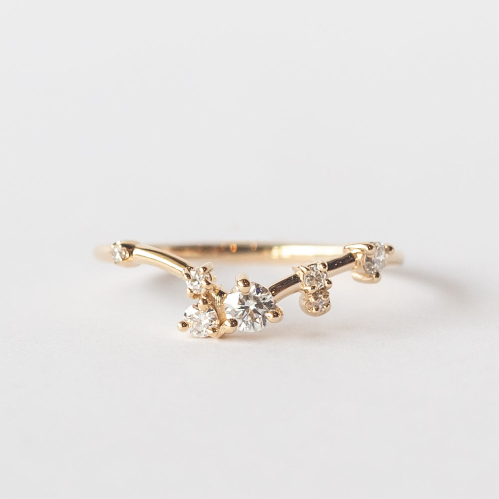 Organic Triangle Brilliant Cut Diamond Ring