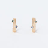 Sapphire and Green Tourmaline Bove Hoop Earrings
