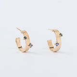 Sapphire and Green Tourmaline Bove Hoop Earrings