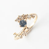 Teal Sapphire and Diamond Celestial Engagement Ring