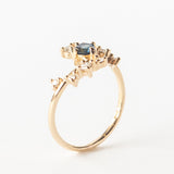 Teal Sapphire and Diamond Celestial Engagement Ring