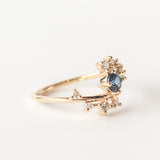 Teal Sapphire and Diamond Celestial Engagement Ring