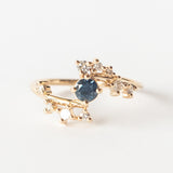 Teal Sapphire and Diamond Celestial Engagement Ring
