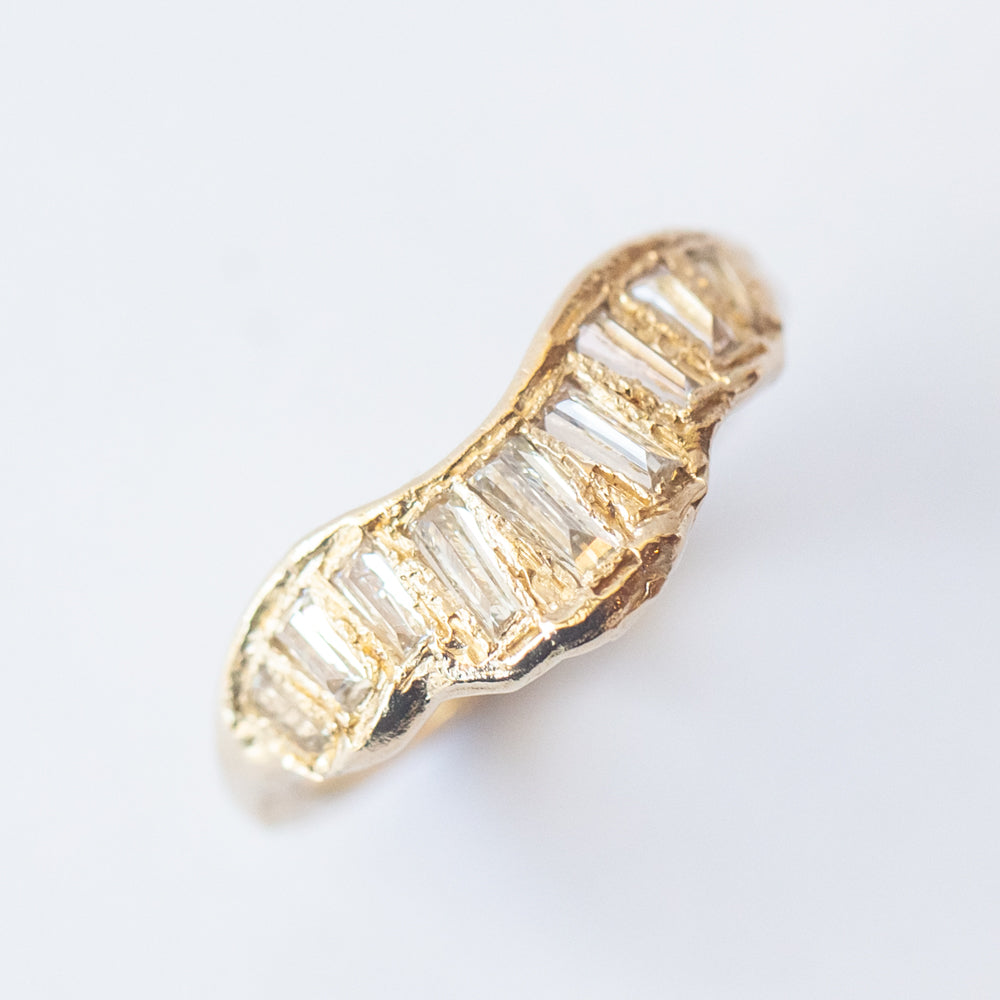 LX Baguette Soft White Diamond V Shape Scatter Contour Ring