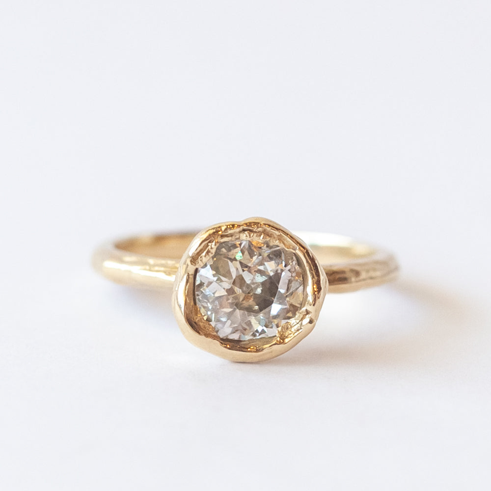 X Old-Cut Diamond Organic Solitaire Engagement Ring