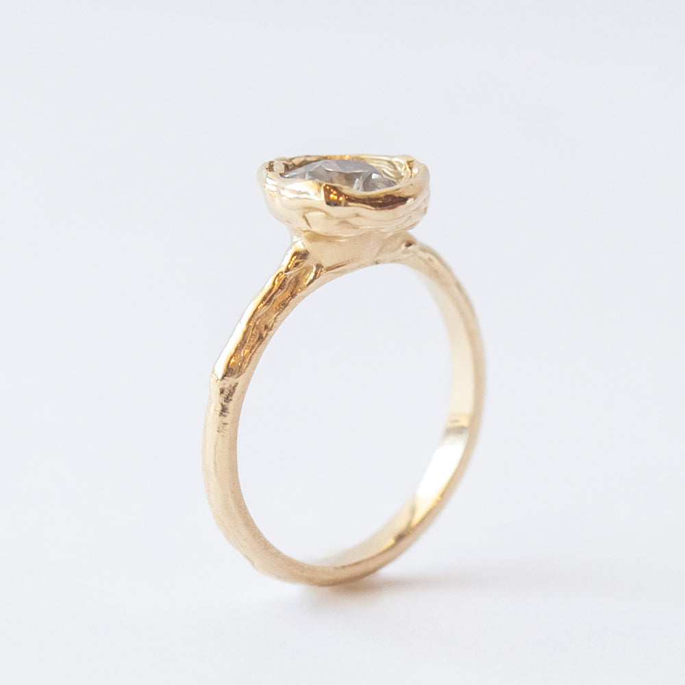 X Old-Cut Diamond Organic Solitaire Engagement Ring