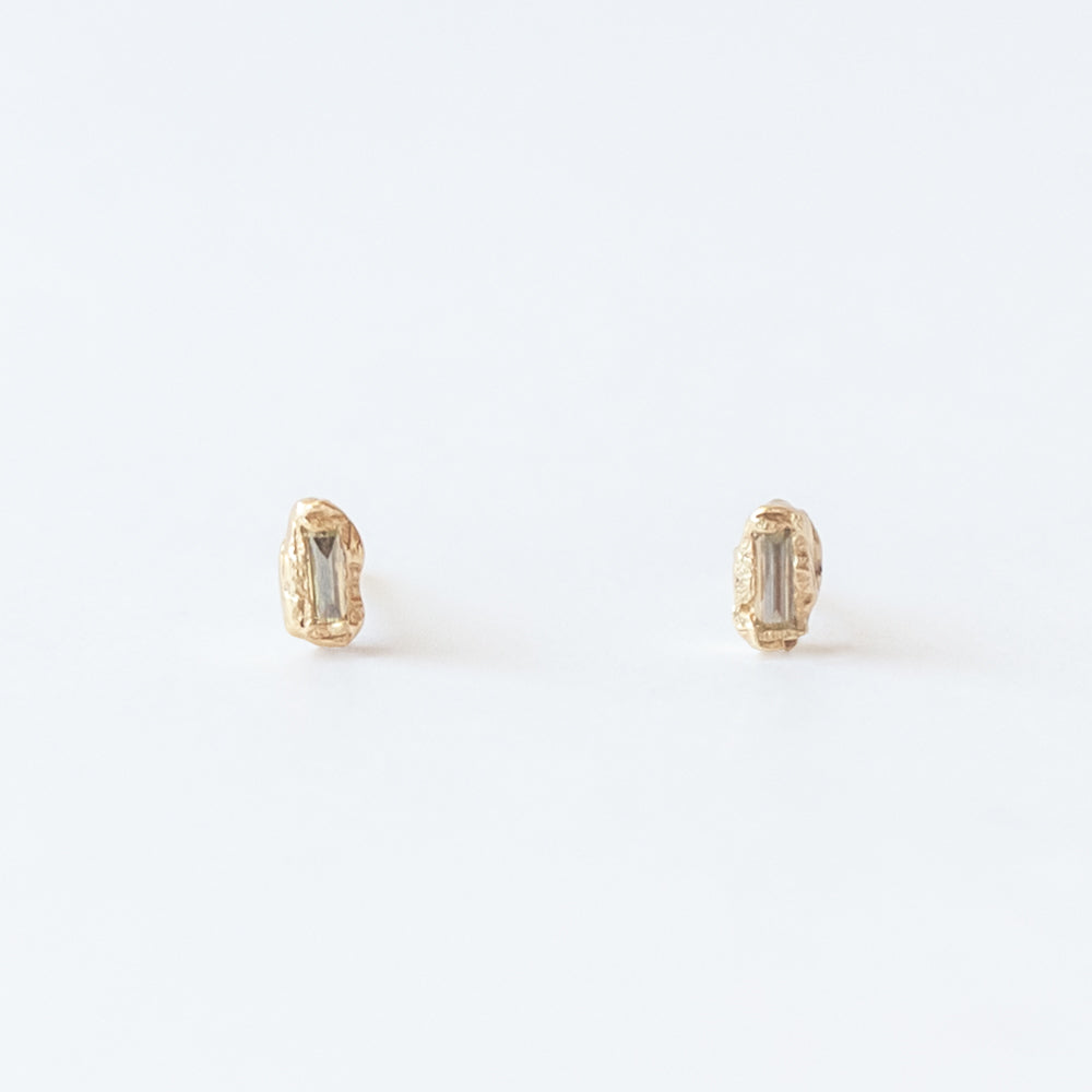 X Baguette Lemon Diamond Scatter Extra Small Stud Earrings