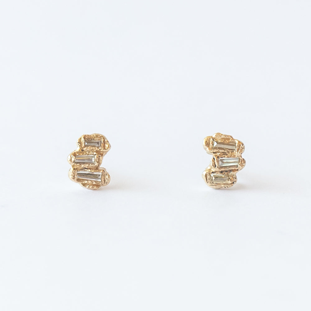 X Baguette Lemon Diamond Scatter Medium Stud Earrings