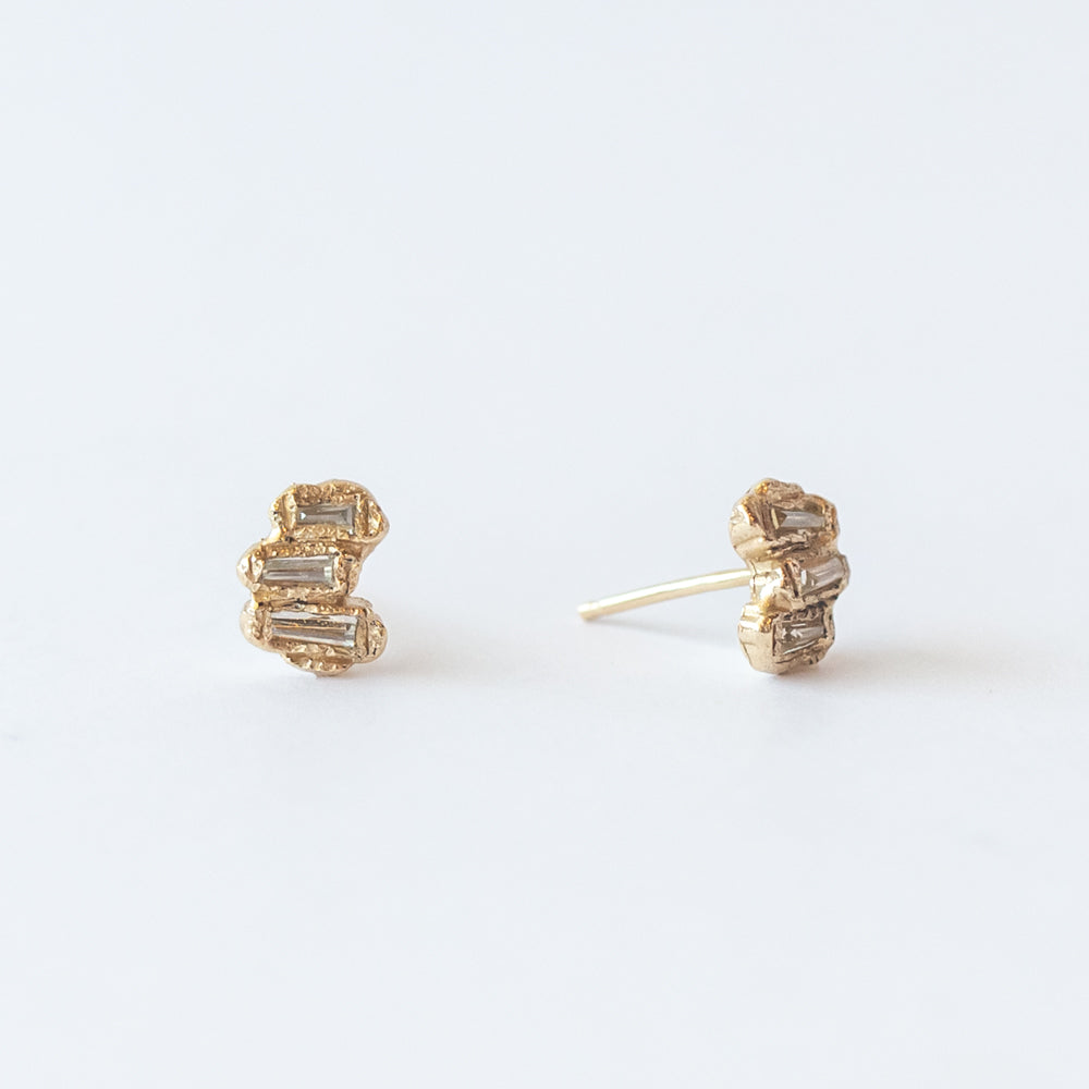 X Baguette Lemon Diamond Scatter Medium Stud Earrings