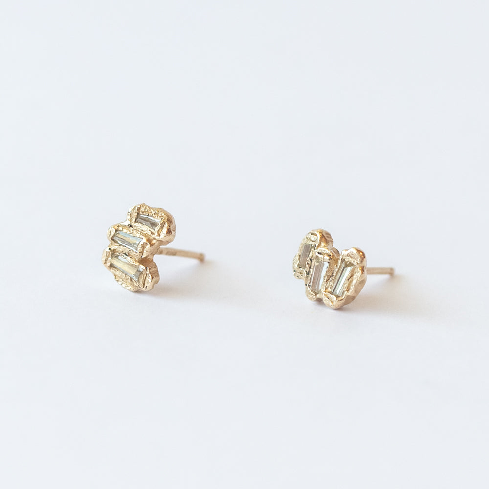 X Baguette Lemon Diamond Scatter Medium Stud Earrings