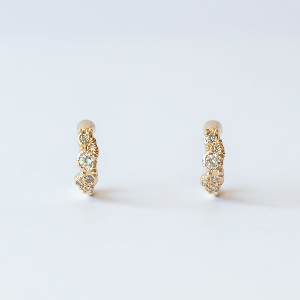 X Old-Cut Diamond Scatter Hoop Earrings