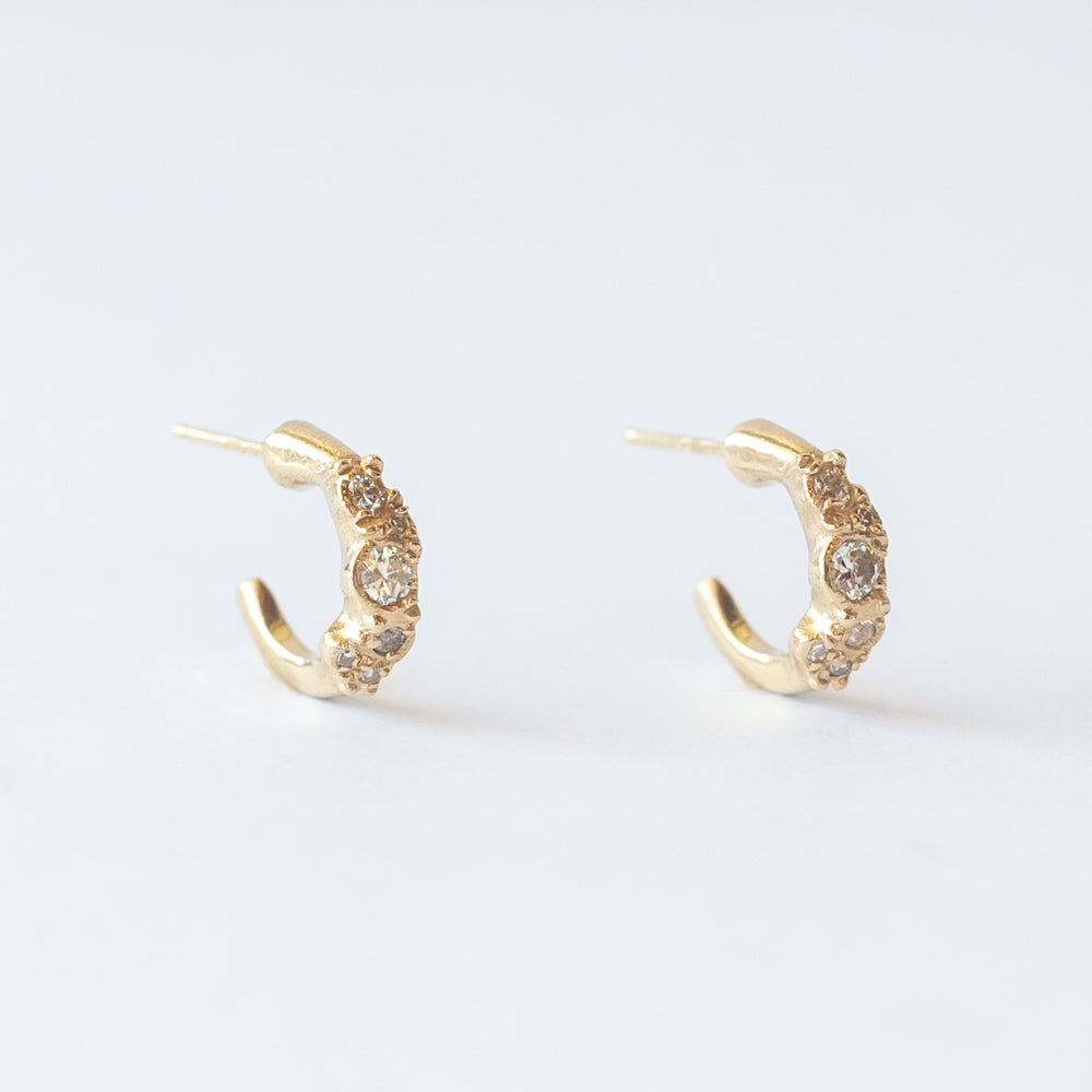 X Old-Cut Diamond Scatter Hoop Earrings