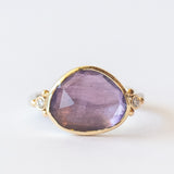 Asymmetrical Amethyst Ring with Accent Diamonds