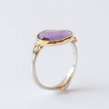 Asymmetrical Amethyst Ring with Accent Diamonds
