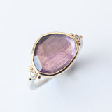 Asymmetrical Amethyst Ring with Accent Diamonds