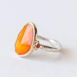 Asymmetrical Carnelian Ring with Accent Orange Sapphires