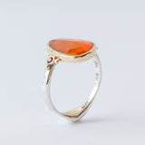 Asymmetrical Carnelian Ring with Accent Orange Sapphires