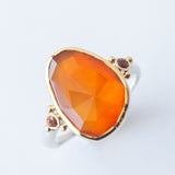 Asymmetrical Carnelian Ring with Accent Orange Sapphires