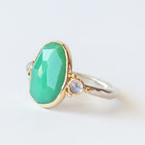 Asymmetrical Chrysoprase Ring with Accent Moonstones