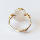 Asymmetrical Chrysoprase Ring with Accent Moonstones