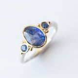 Asymmetrical Oval Sapphire Ring with Accent Sapphires