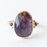 Dark Amethyst Ring with Accent Rubies