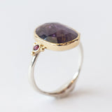 Dark Amethyst Ring with Accent Rubies