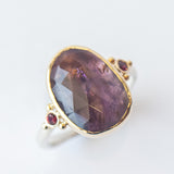 Dark Amethyst Ring with Accent Rubies