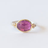 East West Ruby Ring with Accent Diamonds