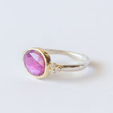 East West Ruby Ring with Accent Diamonds