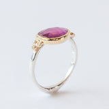 East West Ruby Ring with Accent Diamonds